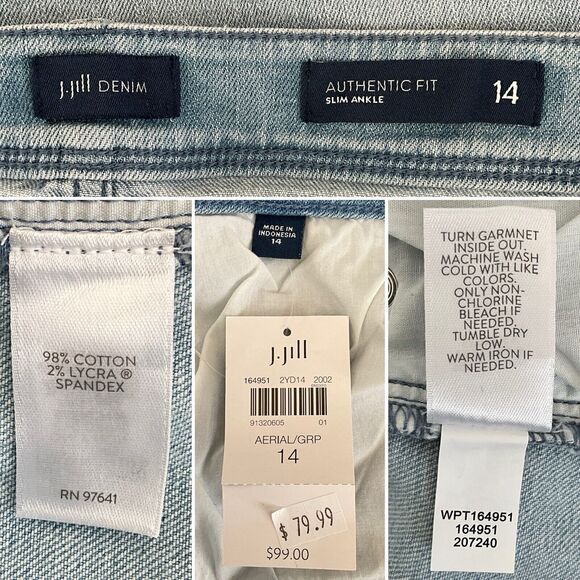 J. Jill Authentic Fit Light Blue Slim Ankle Dip Dye Hem Denim 14 - Picture 4 of 8